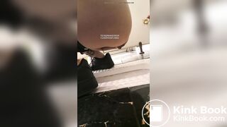 Girl pooping in public toilet - video 14