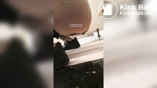 Girl pooping in public toilet - video 14