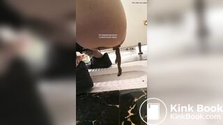 Girl pooping in public toilet - video 14