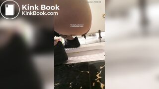 Girl pooping in public toilet - video 14