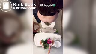 Sexy chick takes a dump overhead view