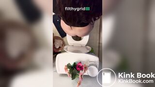 Sexy chick takes a dump overhead view
