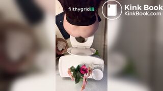 Sexy chick takes a dump overhead view