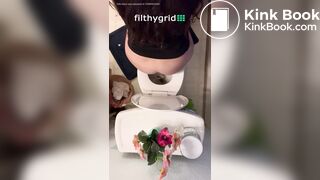 Sexy chick takes a dump overhead view