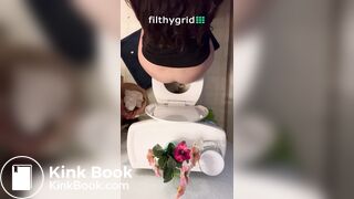Sexy chick takes a dump overhead view