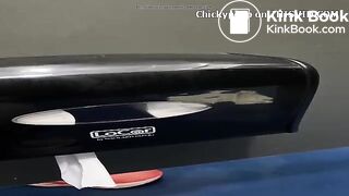 Runner girl almost didn't make it in public toilet