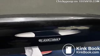 Runner girl almost didn't make it in public toilet