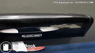 Runner girl almost didn't make it in public toilet