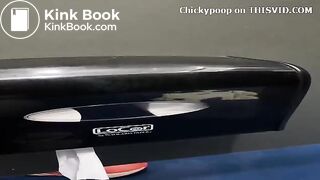 Runner girl almost didn't make it in public toilet