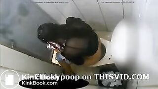 Sexy teenage girl pooping in public toilet