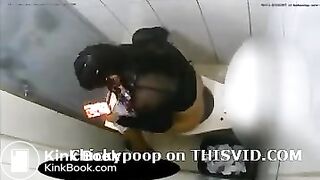 Sexy teenage girl pooping in public toilet