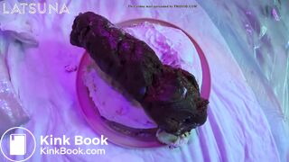 Busty girl shits on cake