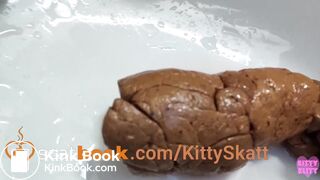 Stinky turd into toilet