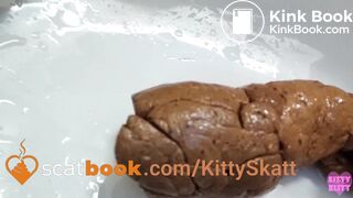 Stinky turd into toilet