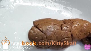 Stinky turd into toilet