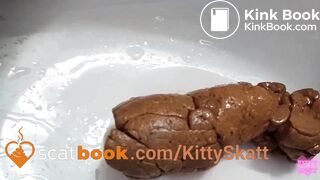 Stinky turd into toilet