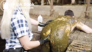 Mistress Marlena Dominating Her Slave in cowshit