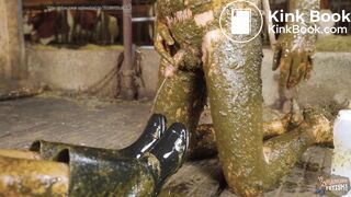 Mistress Marlena Dominating Her Slave in cowshit