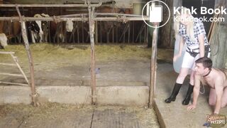 Mistress Marlena Dominating Her Slave in cowshit