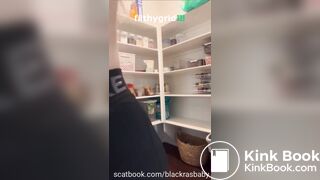 Panty poop while cleaning