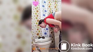 Standing poop and piss on toilet - video 2