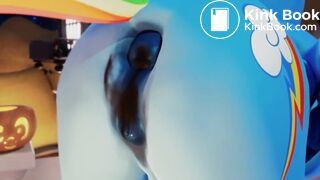 Rainbow Dash shitting in a pumpkin