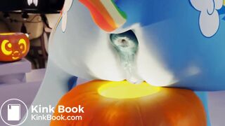 Rainbow Dash shitting in a pumpkin