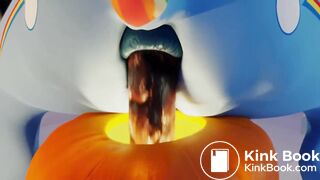 Rainbow Dash shitting in a pumpkin