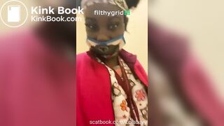 Ebony girl pooping on toilet - video 14