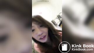 Skinny Japanese shits on the floor of public restrooms