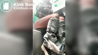 Sexy chick pooping in porta potty