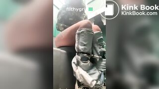 Sexy chick pooping in porta potty