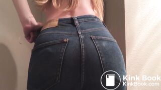 girl unloaded in her blue jeans