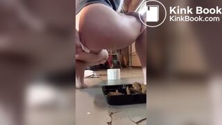 Hot chick shits in container
