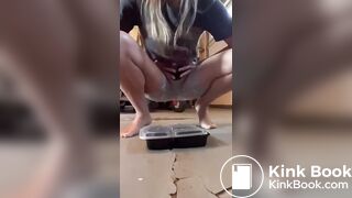 Hot chick shits in container