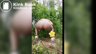 Pooping and urinating in the woods of the park