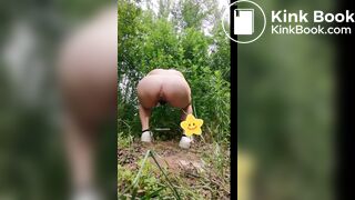 Pooping and urinating in the woods of the park