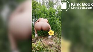Pooping and urinating in the woods of the park