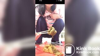Asian feeding you stinky shit with chopsticks