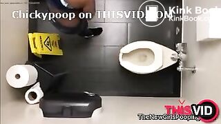 Sexy girl has urgent shit during training in gym toilet