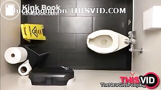 Sexy girl has urgent shit during training in gym toilet