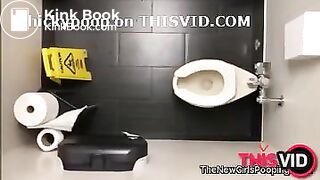 Sexy girl has urgent shit during training in gym toilet