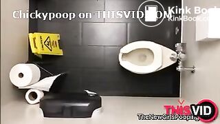 Sexy girl has urgent shit during training in gym toilet