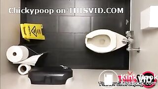 Sexy girl has urgent shit during training in gym toilet