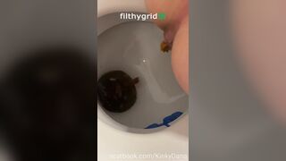 Woman pooping on toilet - video 3