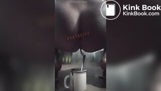 girl having diarrhea in a cup