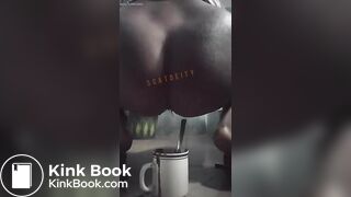 girl having diarrhea in a cup