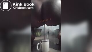 girl having diarrhea in a cup