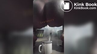 girl having diarrhea in a cup