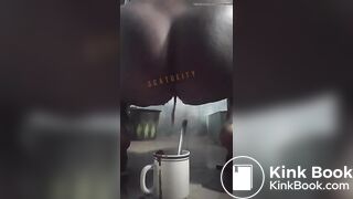 girl having diarrhea in a cup